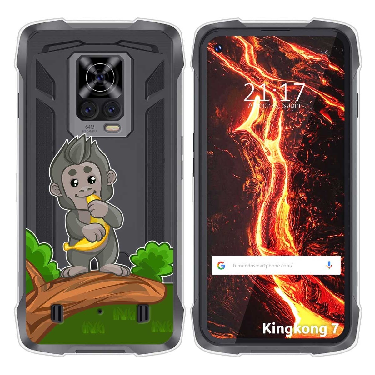 Funda Silicona Transparente para Cubot King Kong 7 diseño Mono Dibujos