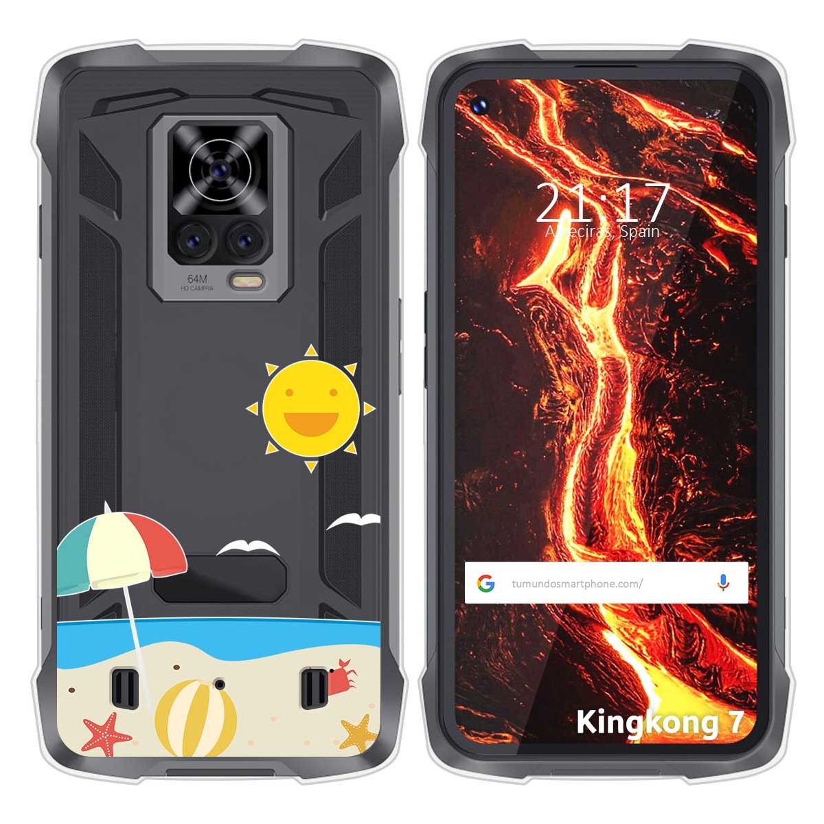 Funda Silicona Transparente para Cubot King Kong 7 diseño Playa Dibujos