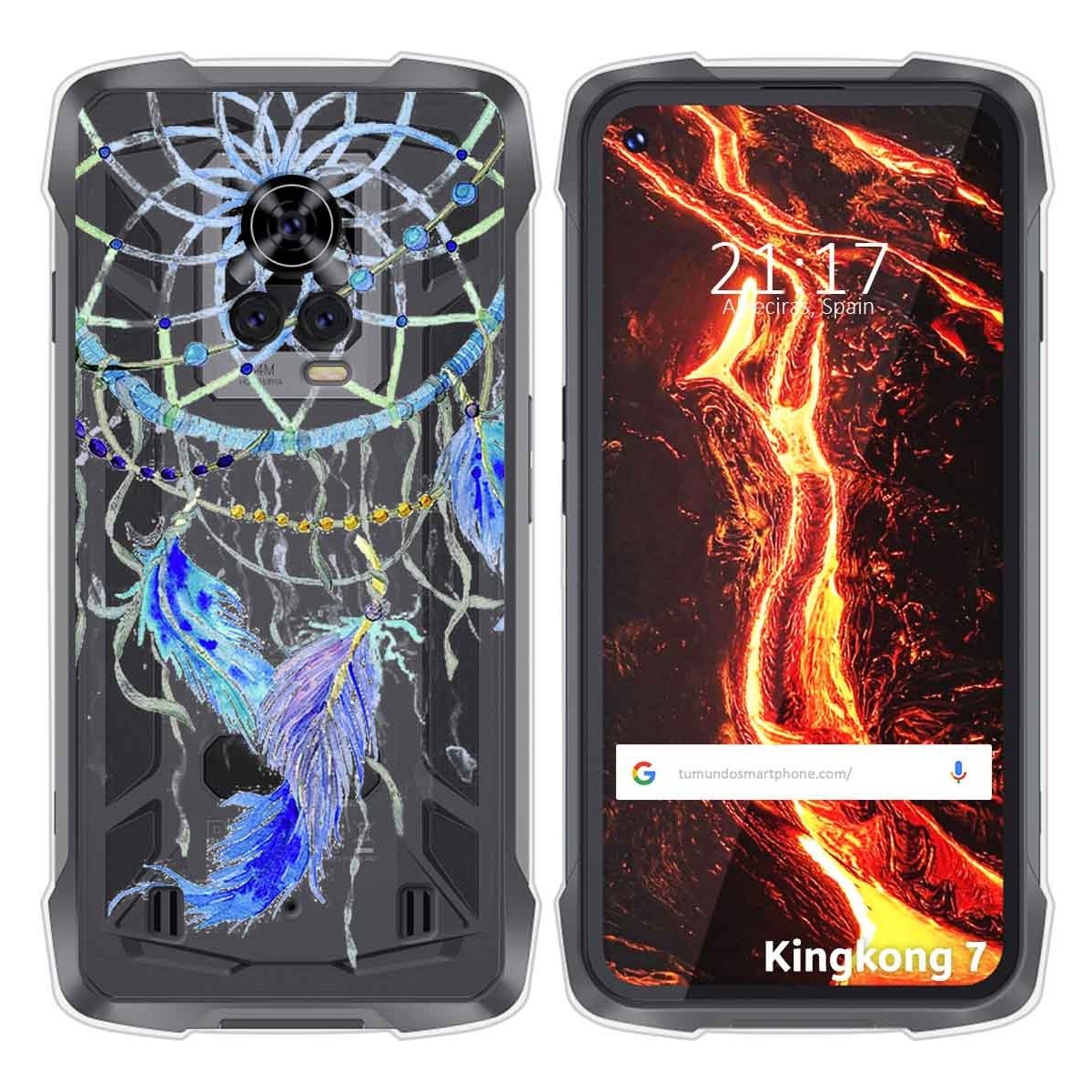 Funda Silicona Transparente para Cubot King Kong 7 diseño Plumas Dibujos