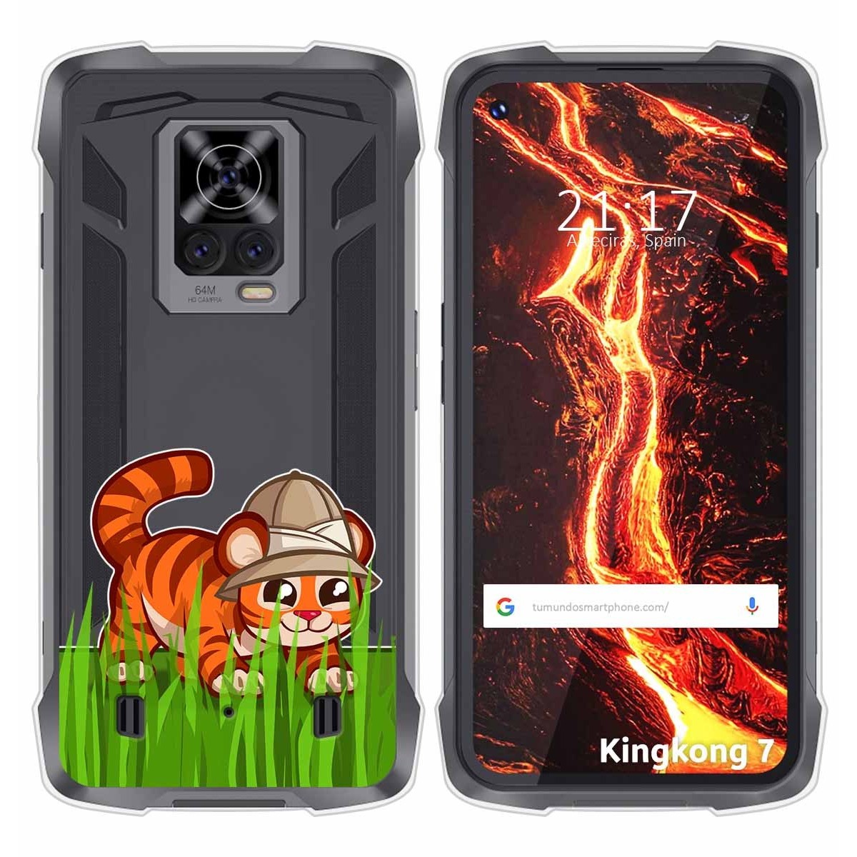 Funda Silicona Transparente para Cubot King Kong 7 diseño Tigre Dibujos