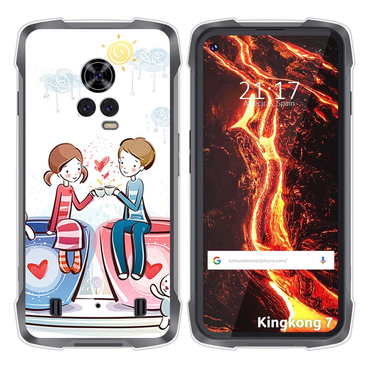 Funda Silicona para Cubot King Kong 7 diseño Café Dibujos