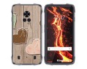 Funda Silicona para Cubot King Kong 7 diseño Corazones Madera Dibujos