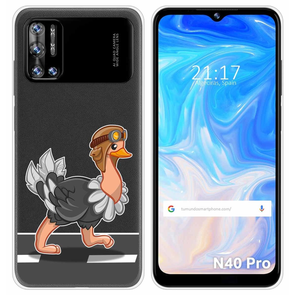 Funda Silicona Transparente para Doogee N40 Pro diseño Avestruz Dibujos