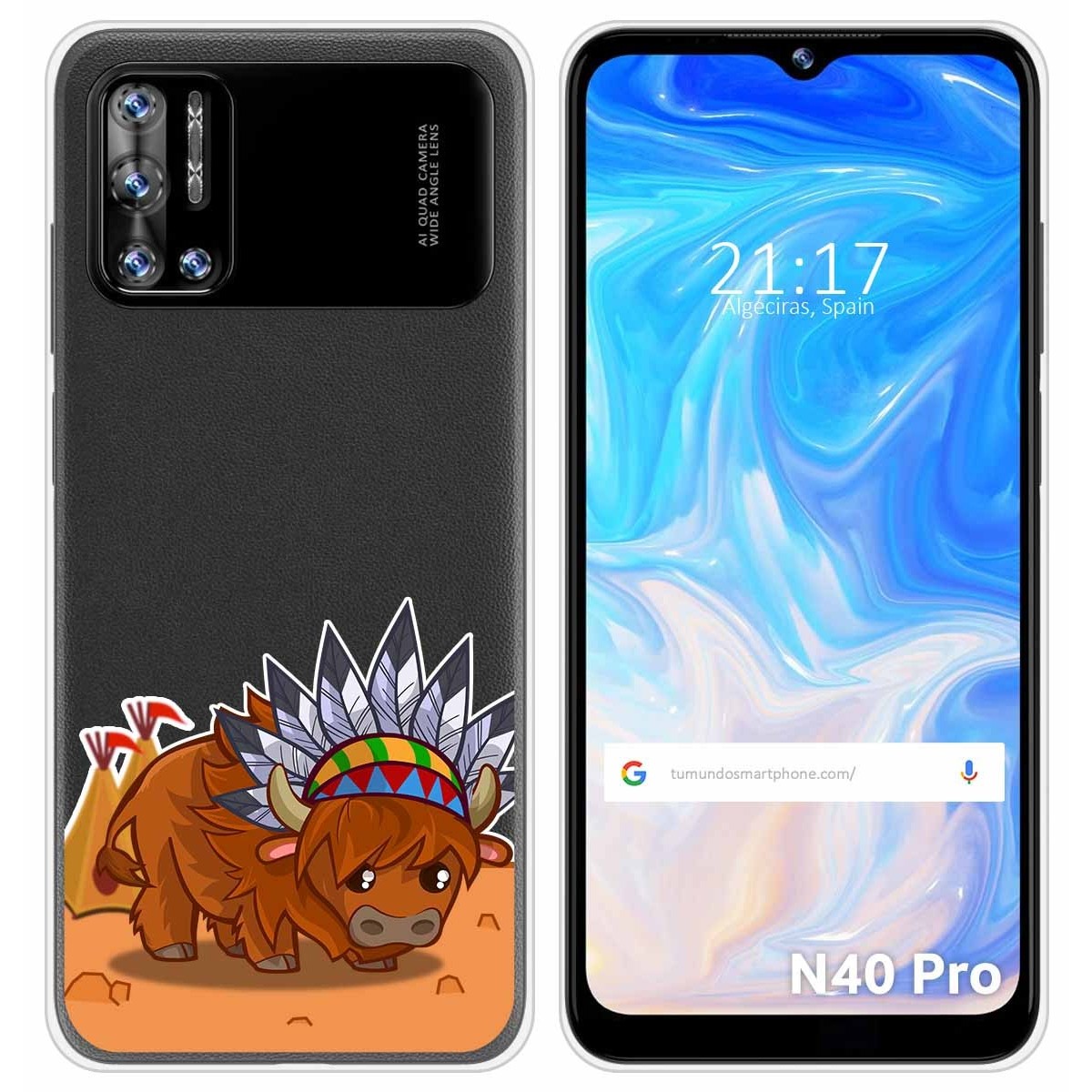 Funda Silicona Transparente para Doogee N40 Pro diseño Bufalo Dibujos