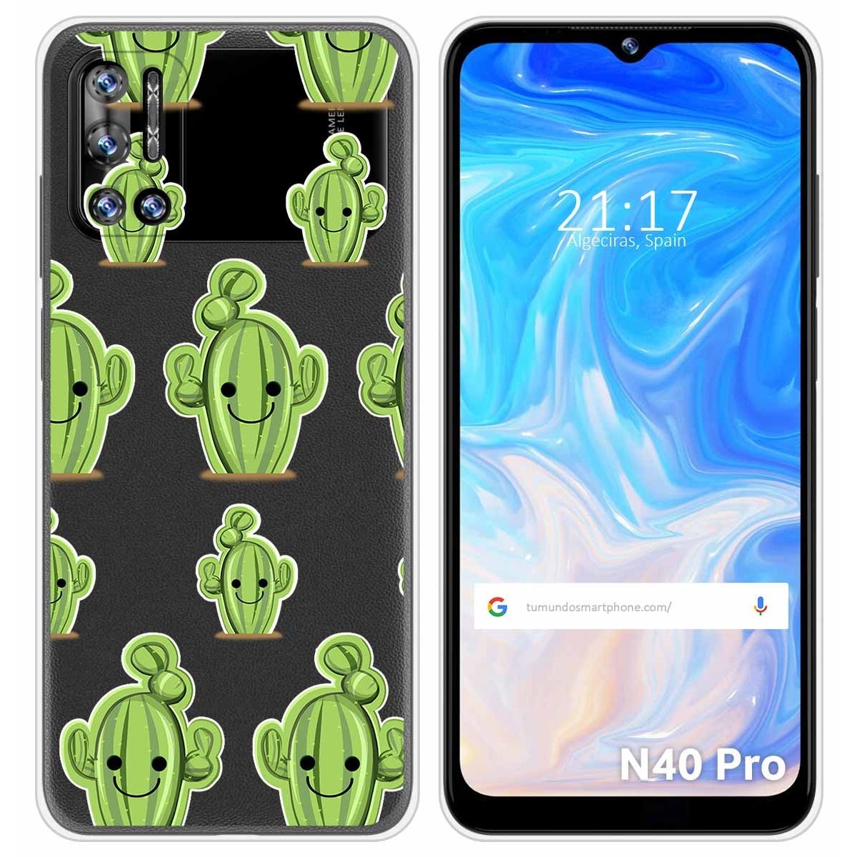 Funda Silicona Transparente para Doogee N40 Pro diseño Cactus Dibujos