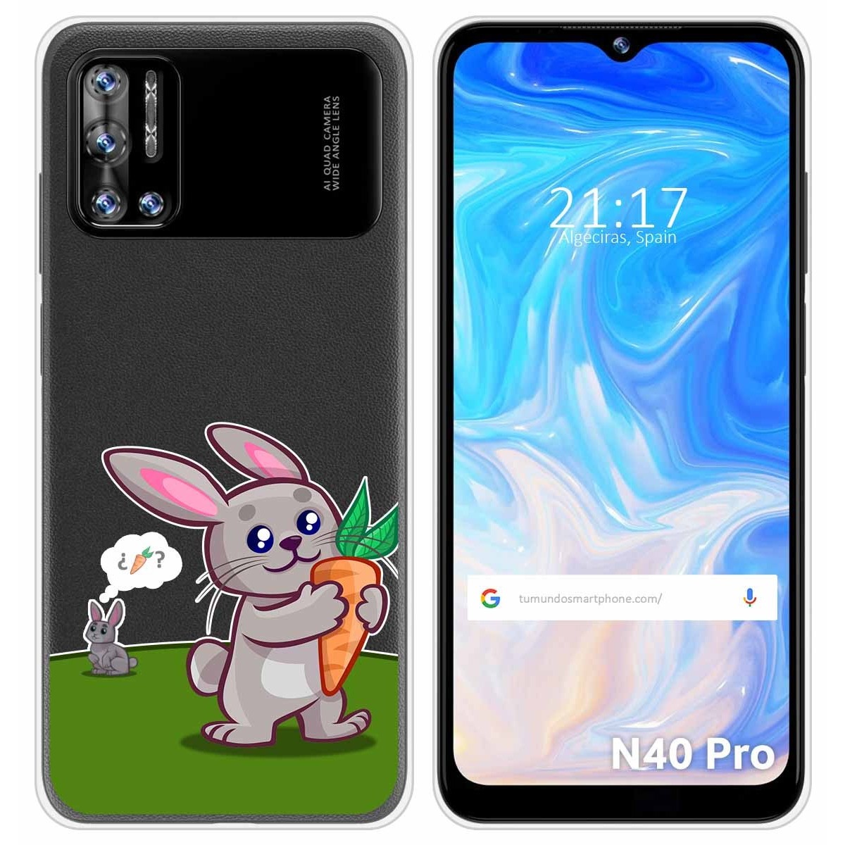 Funda Silicona Transparente para Doogee N40 Pro diseño Conejo Dibujos