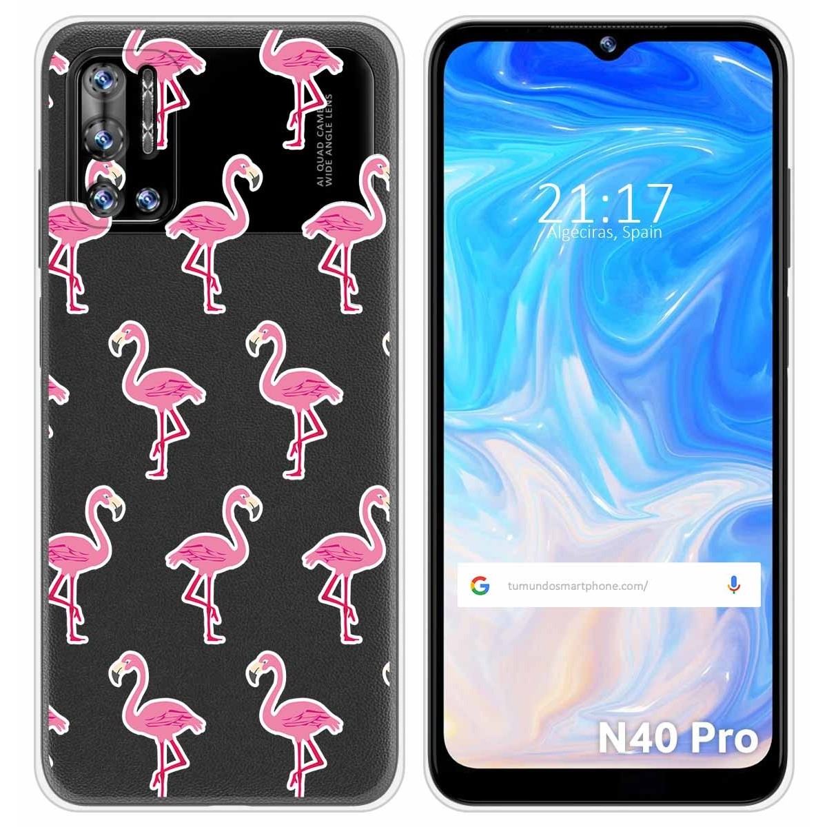 Funda Silicona Transparente para Doogee N40 Pro diseño Flamenco Dibujos