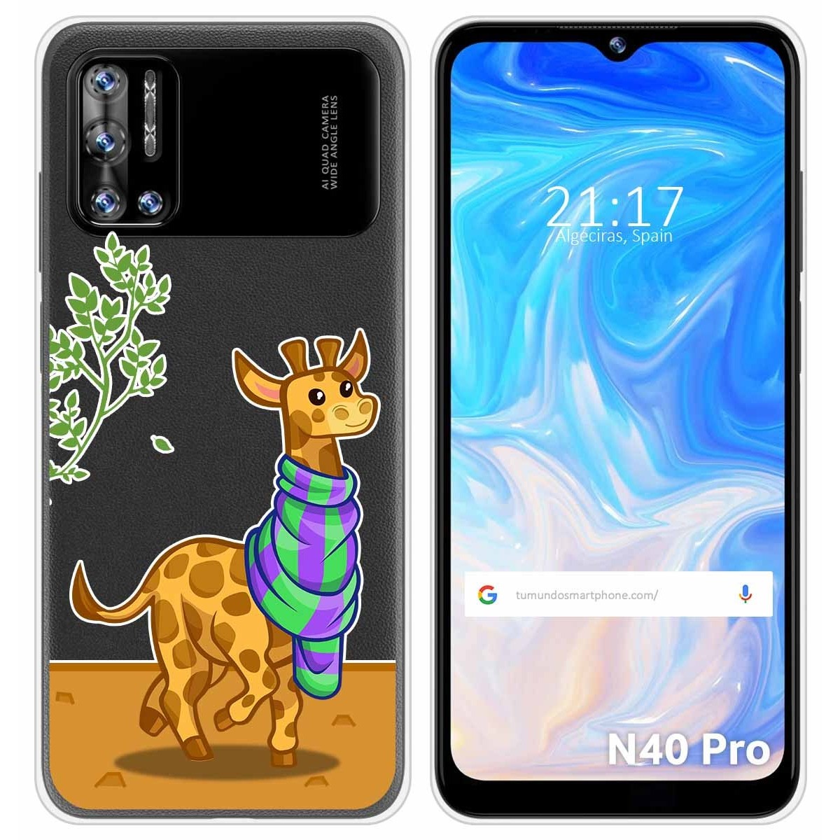 Funda Silicona Transparente para Doogee N40 Pro diseño Jirafa Dibujos