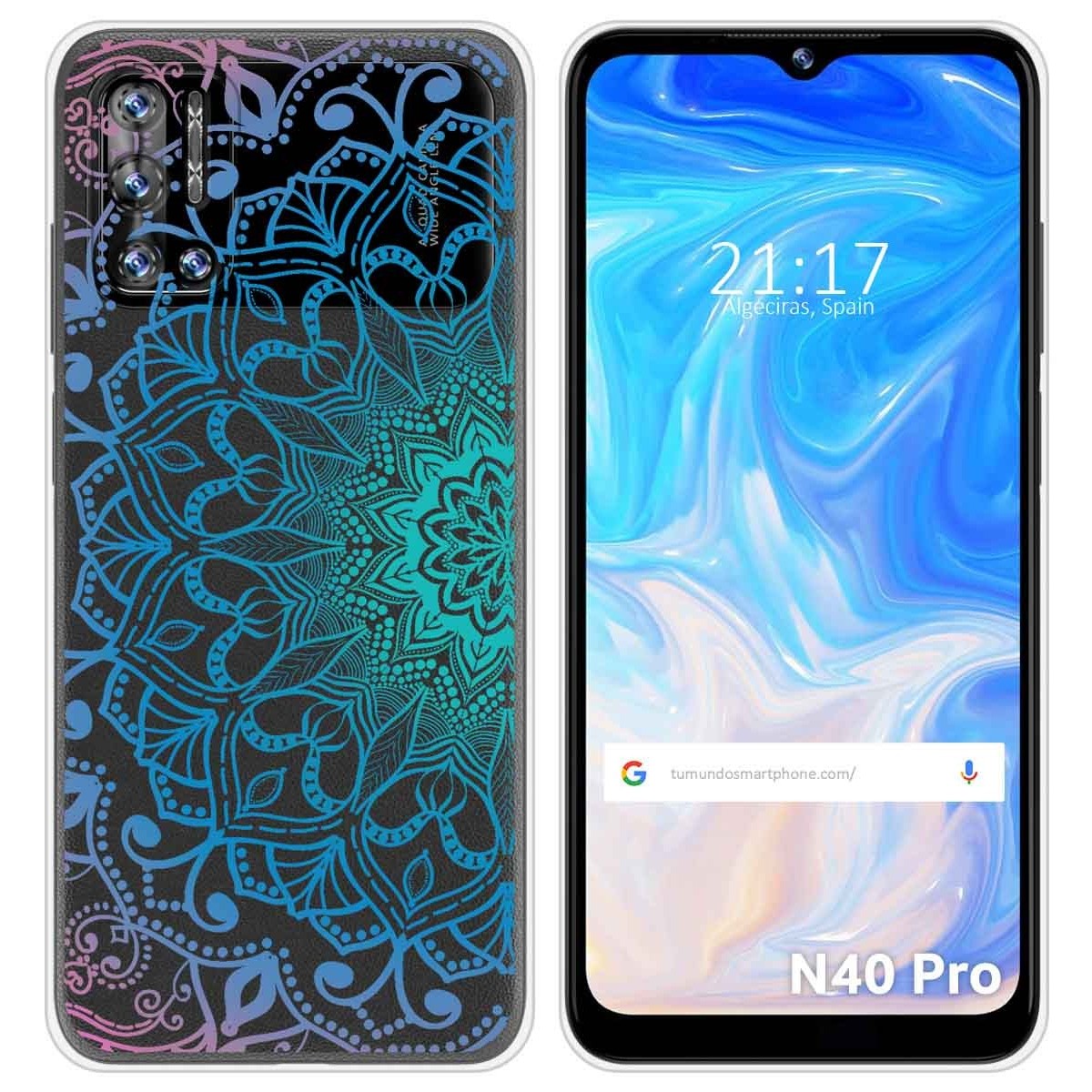 Funda Silicona Transparente para Doogee N40 Pro diseño Mandala Dibujos