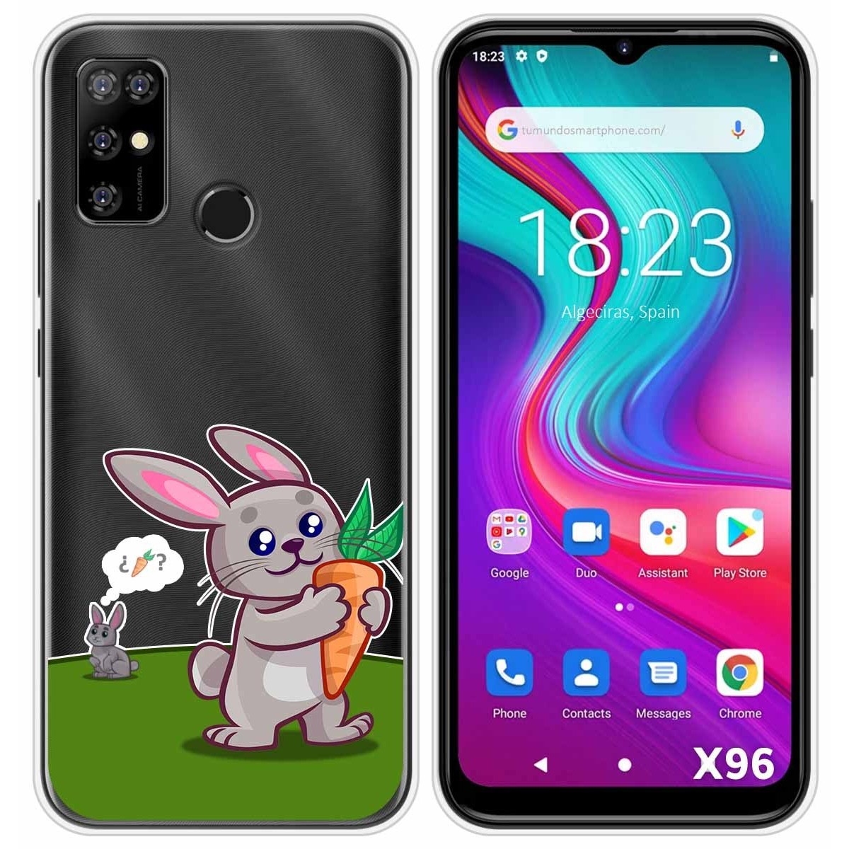Funda Silicona Transparente para Doogee X96 / X96 Pro diseño Conejo Dibujos