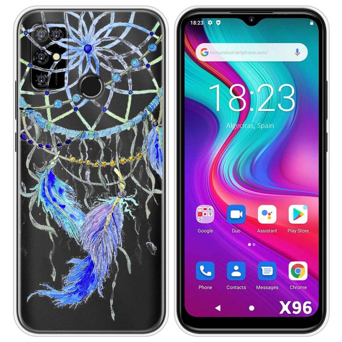 Funda Silicona Transparente para Doogee X96 / X96 Pro diseño Plumas Dibujos