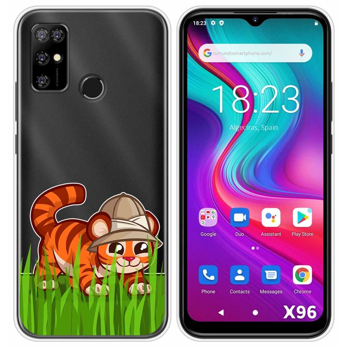Funda Silicona Transparente para Doogee X96 / X96 Pro diseño Tigre Dibujos