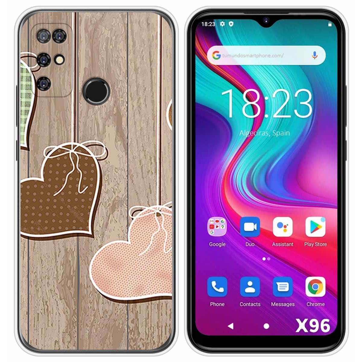 Funda Silicona para Doogee X96 / X96 Pro diseño Corazones Madera Dibujos