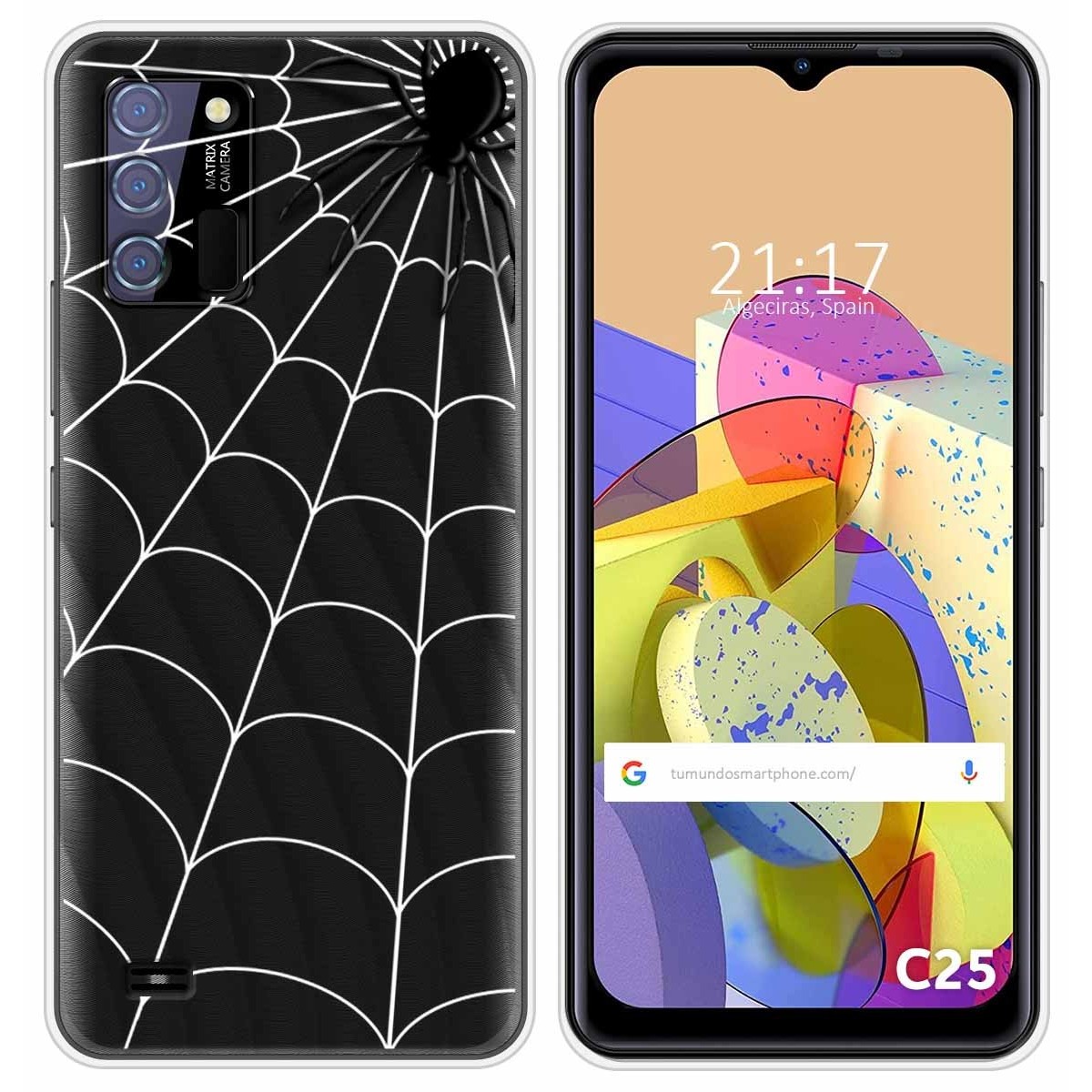 Funda Silicona Transparente para Oukitel C25 diseño Araña Dibujos