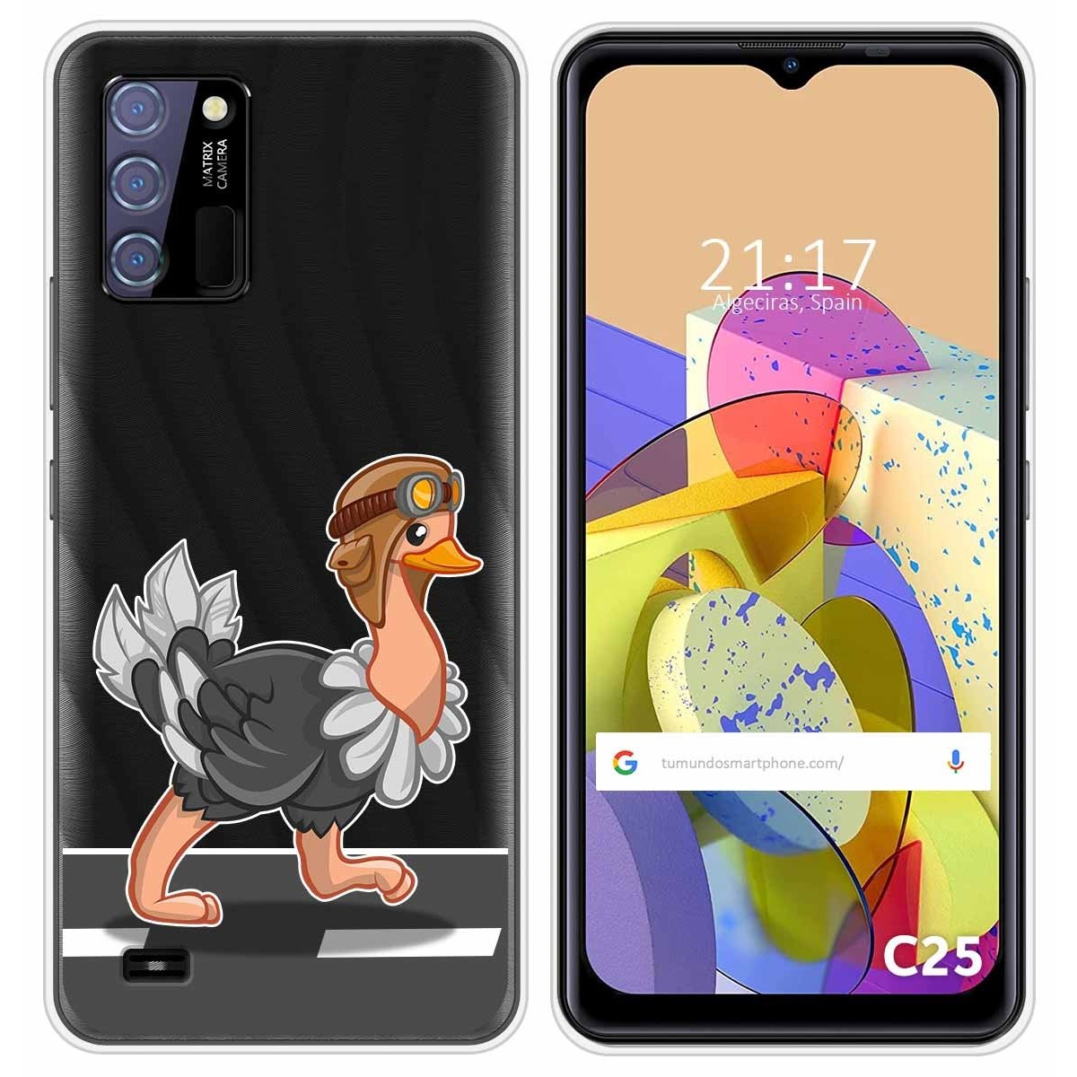 Funda Silicona Transparente para Oukitel C25 diseño Avestruz Dibujos