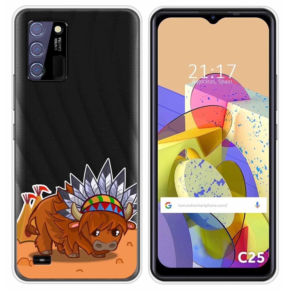 Funda Silicona Transparente para Oukitel C25 diseño Bufalo Dibujos