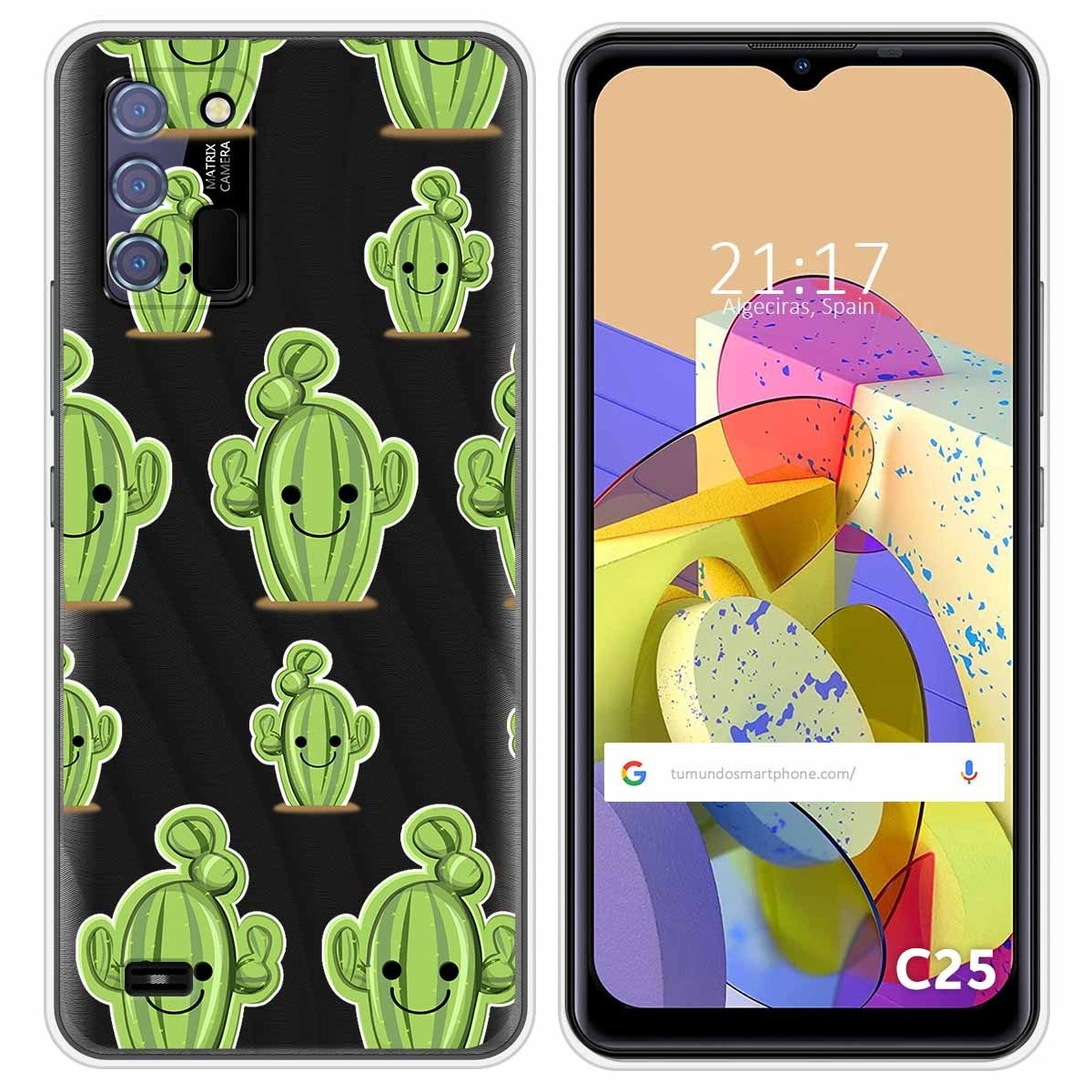 Funda Silicona Transparente para Oukitel C25 diseño Cactus Dibujos