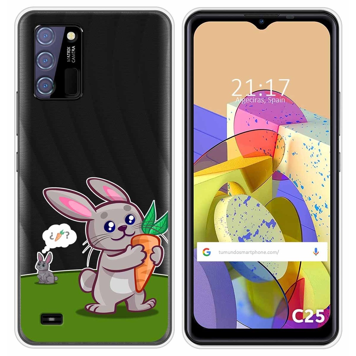 Funda Silicona Transparente para Oukitel C25 diseño Conejo Dibujos