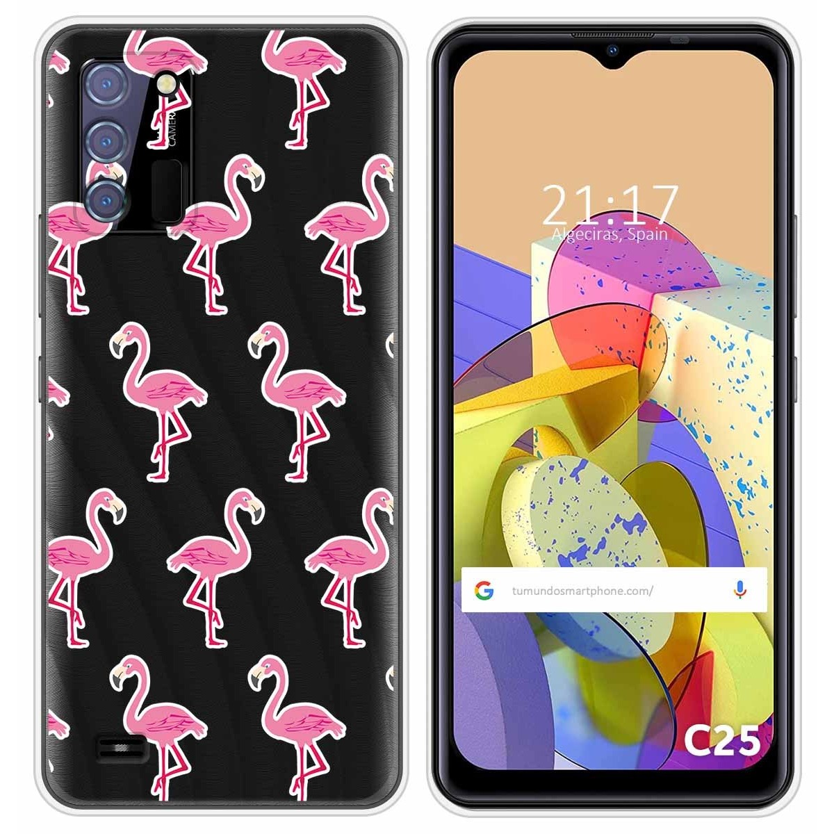 Funda Silicona Transparente para Oukitel C25 diseño Flamenco Dibujos