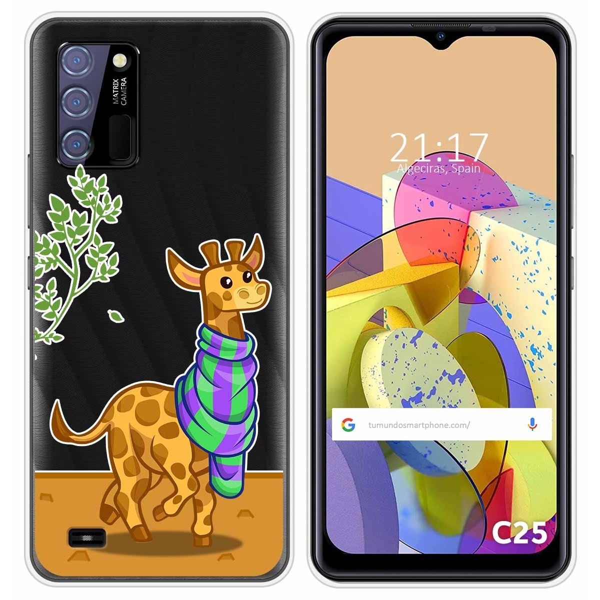 Funda Silicona Transparente para Oukitel C25 diseño Jirafa Dibujos