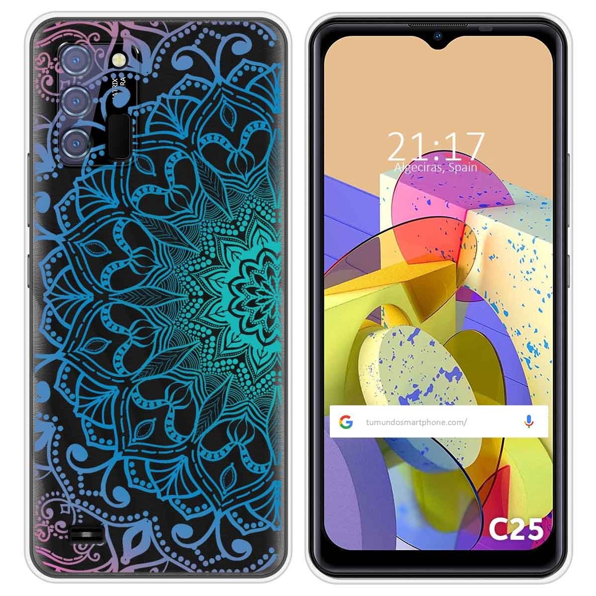 Funda Silicona Transparente para Oukitel C25 diseño Mandala Dibujos