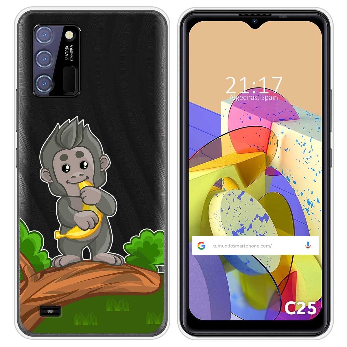 Funda Silicona Transparente para Oukitel C25 diseño Mono Dibujos