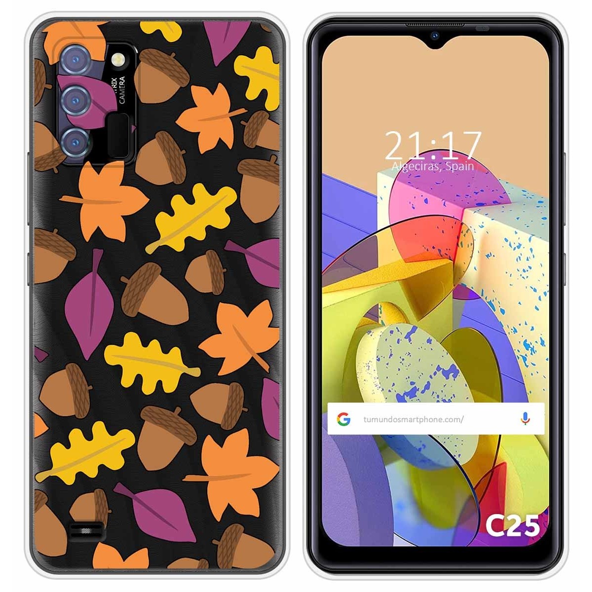 Funda Silicona Transparente para Oukitel C25 diseño Otoño Dibujos