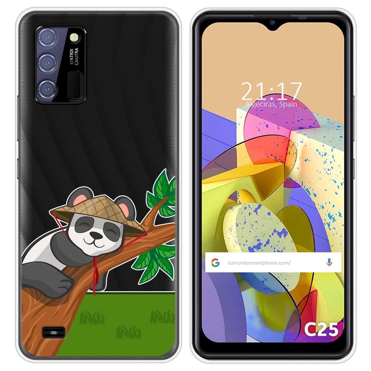 Funda Silicona Transparente para Oukitel C25 diseño Panda Dibujos