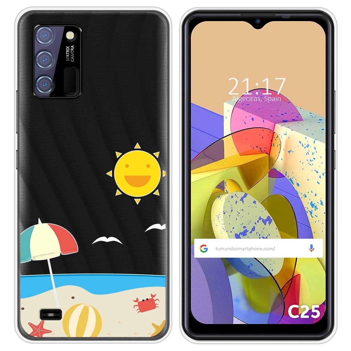 Funda Silicona Transparente para Oukitel C25 diseño Playa Dibujos