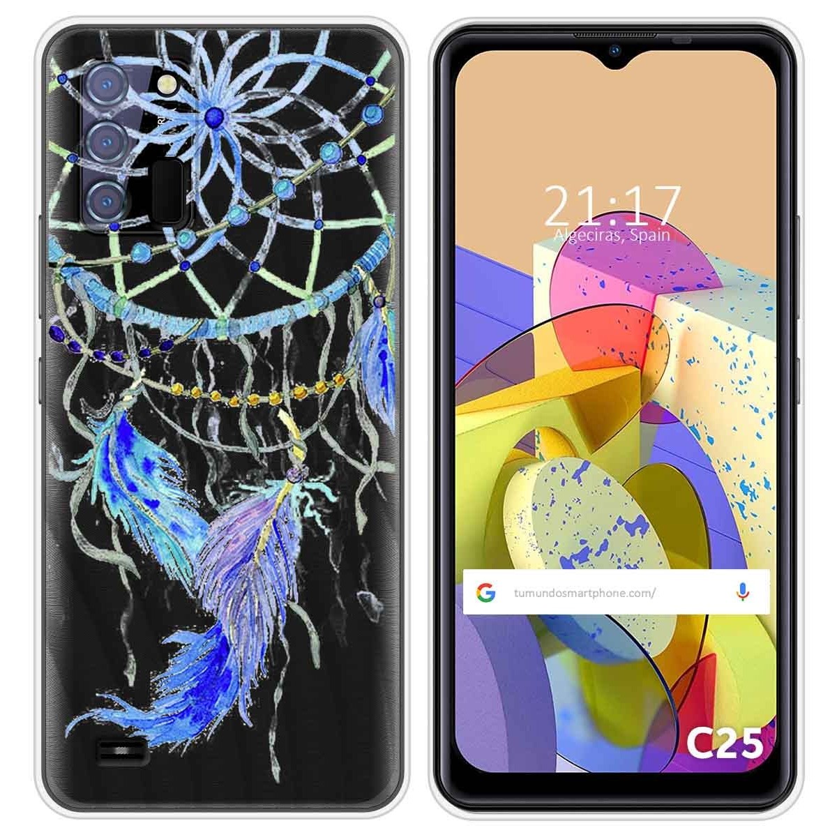 Funda Silicona Transparente para Oukitel C25 diseño Plumas Dibujos