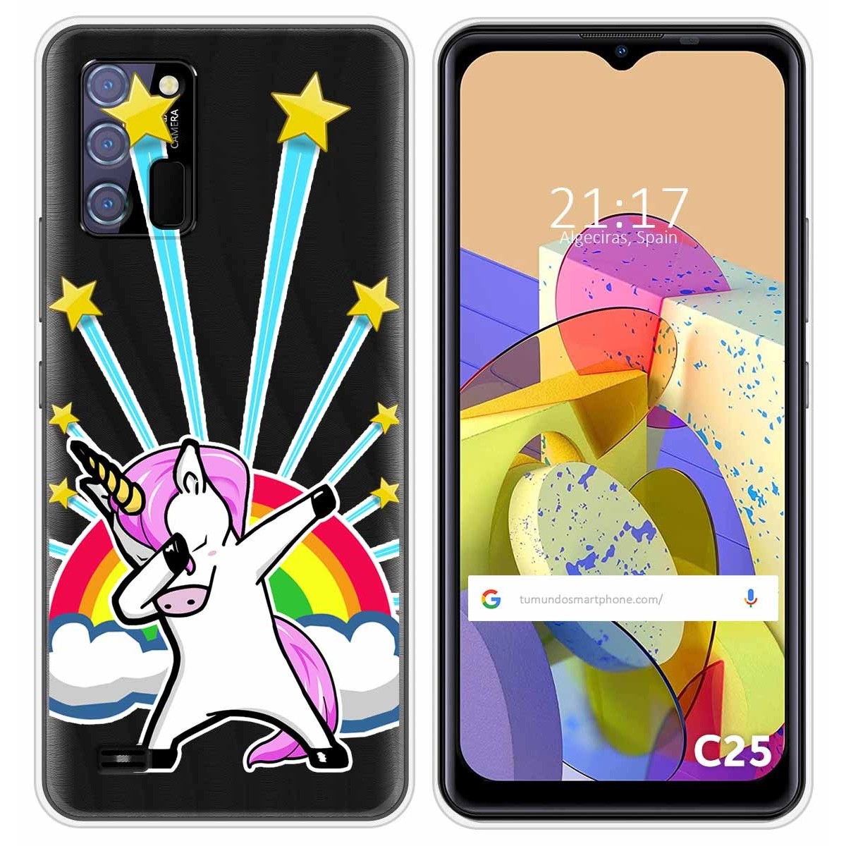 Funda Silicona Transparente para Oukitel C25 diseño Unicornio Dibujos