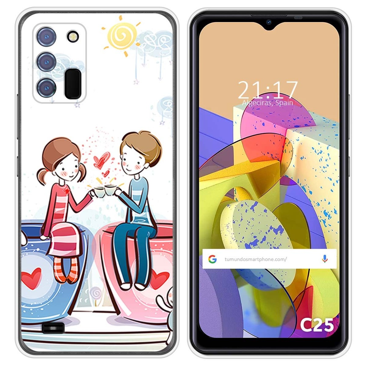 Funda Silicona para Oukitel C25 diseño Café Dibujos