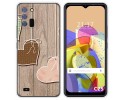 Funda Silicona para Oukitel C25 diseño Corazones Madera Dibujos