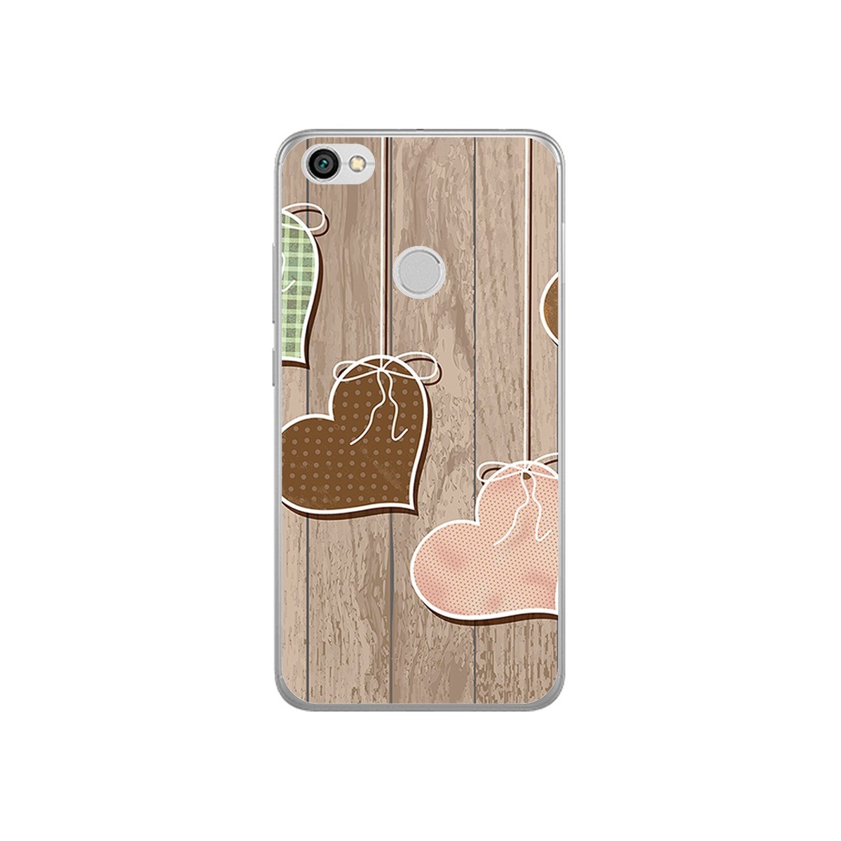 Funda Gel Tpu para Xiaomi Redmi Note 5A Pro / 5A Prime Diseño Corazones Madera Dibujos