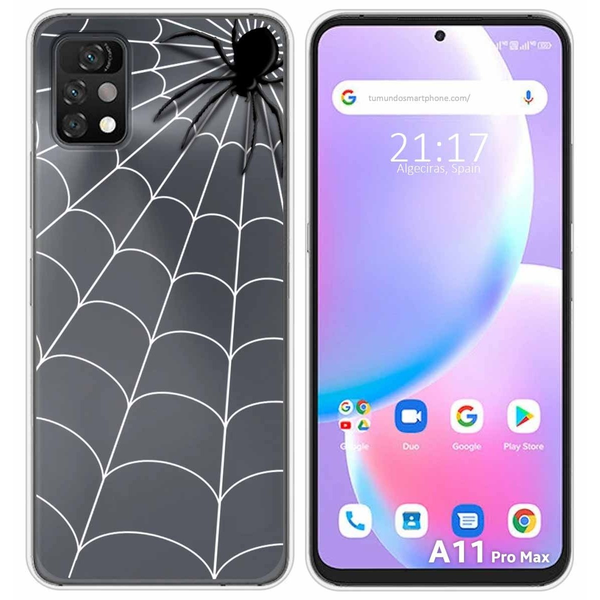 Funda Silicona Transparente para Umidigi A11 Pro Max diseño Araña Dibujos