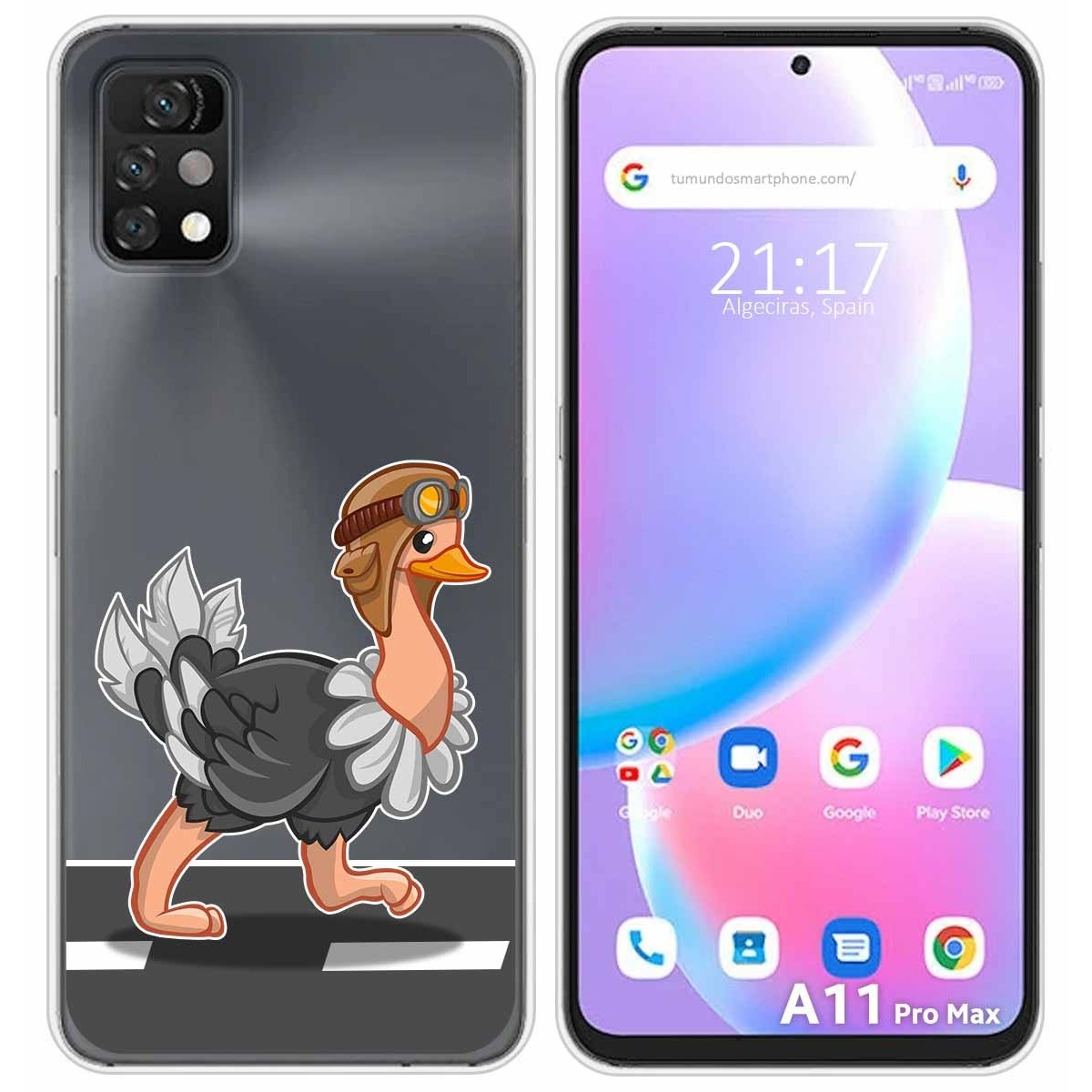 Funda Silicona Transparente para Umidigi A11 Pro Max diseño Avestruz Dibujos