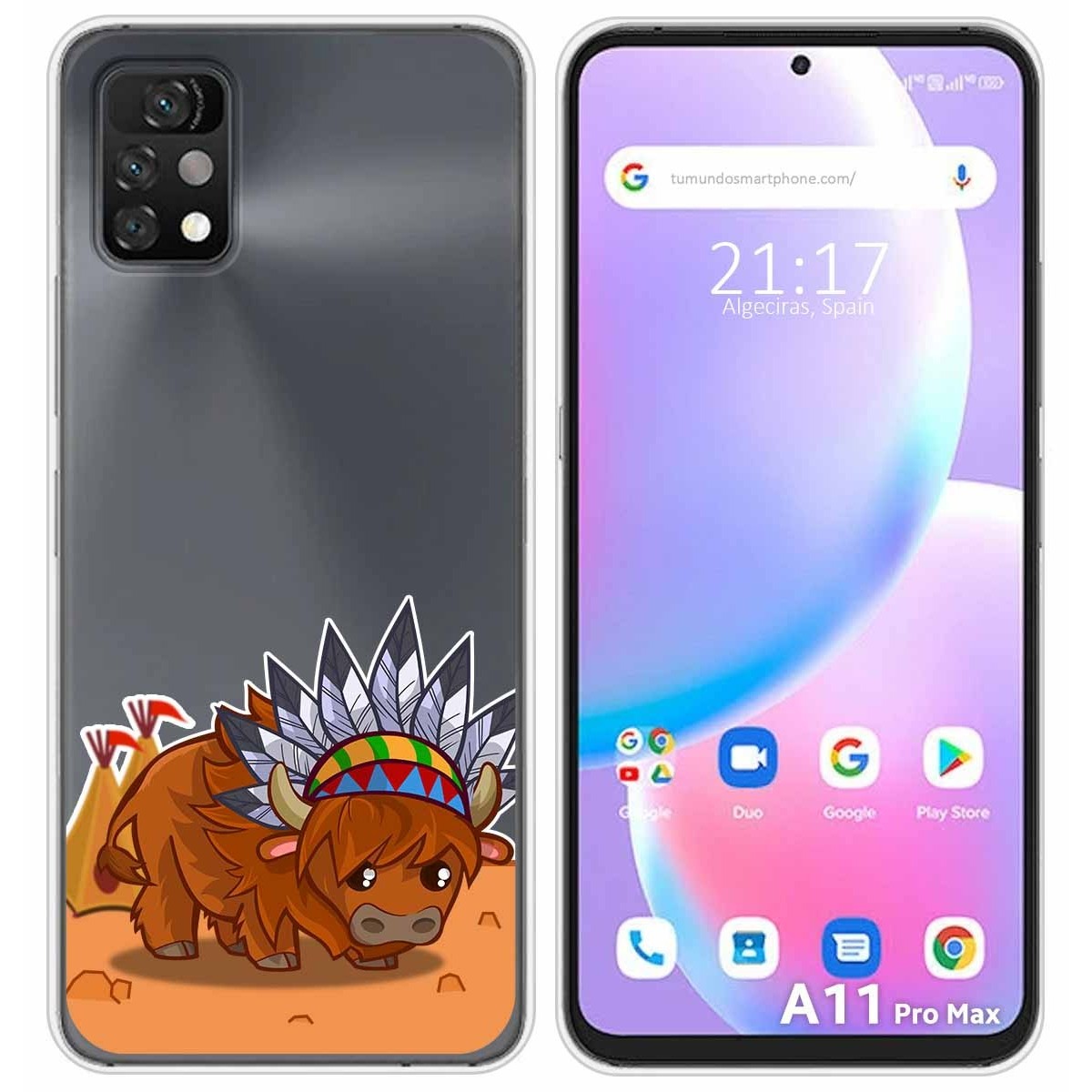 Funda Silicona Transparente para Umidigi A11 Pro Max diseño Bufalo Dibujos