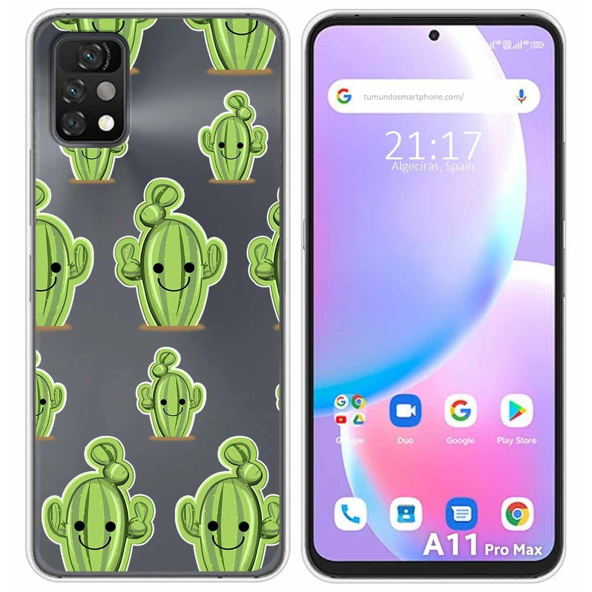 Funda Silicona Transparente para Umidigi A11 Pro Max diseño Cactus Dibujos