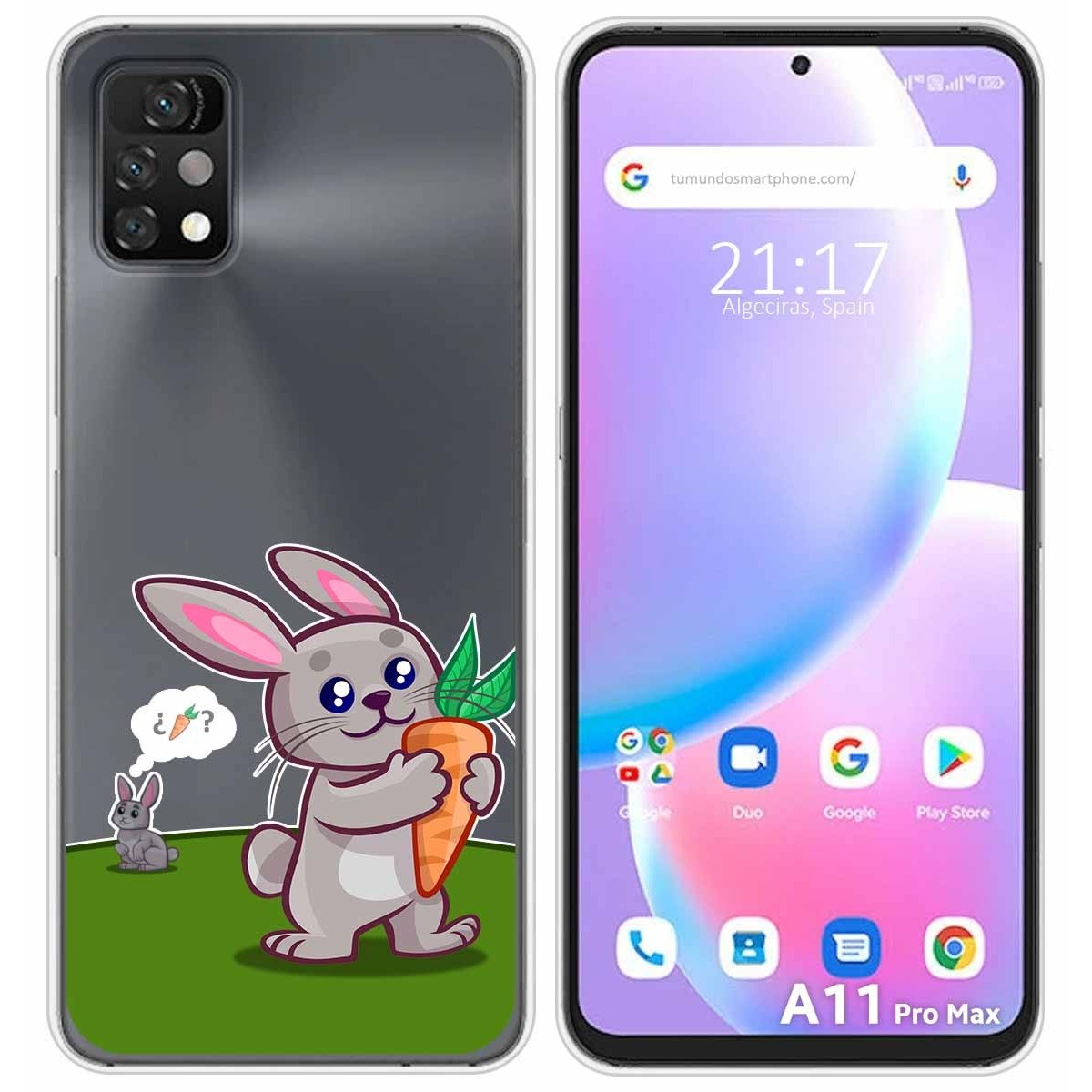 Funda Silicona Transparente para Umidigi A11 Pro Max diseño Conejo Dibujos