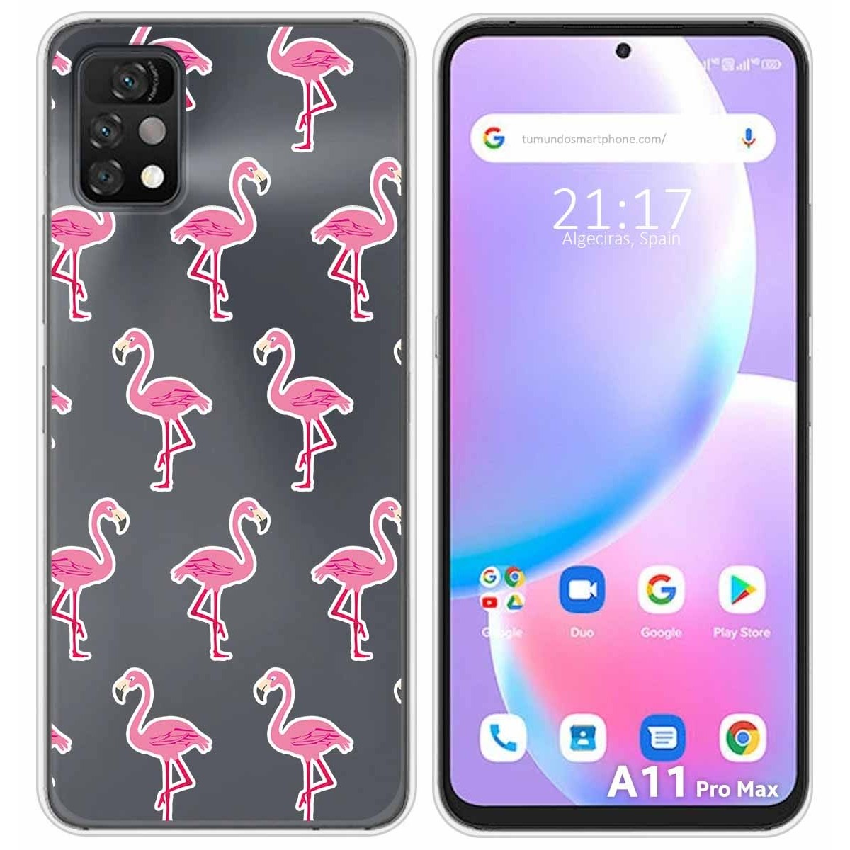 Funda Silicona Transparente para Umidigi A11 Pro Max diseño Flamenco Dibujos