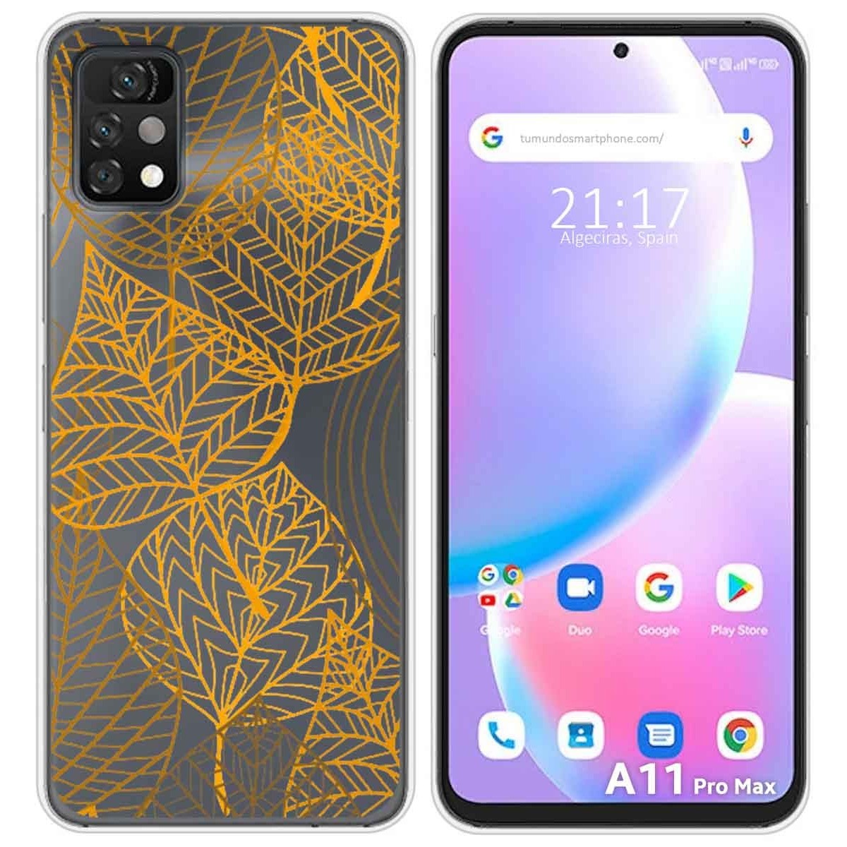 Funda Silicona Transparente para Umidigi A11 Pro Max diseño Hojas Dibujos