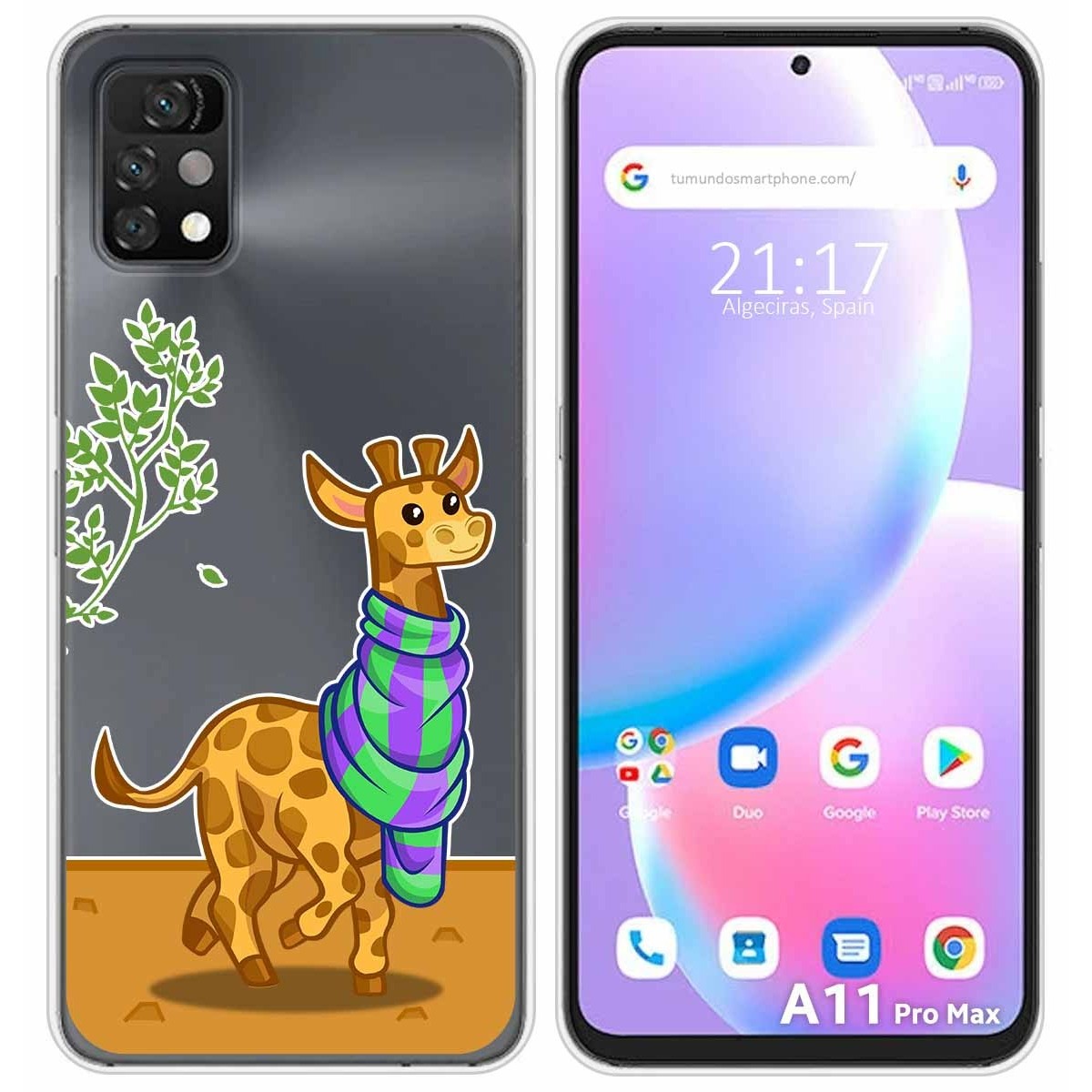 Funda Silicona Transparente para Umidigi A11 Pro Max diseño Jirafa Dibujos
