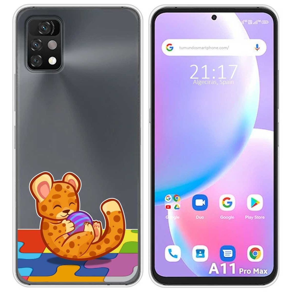 Funda Silicona Transparente para Umidigi A11 Pro Max diseño Leopardo Dibujos