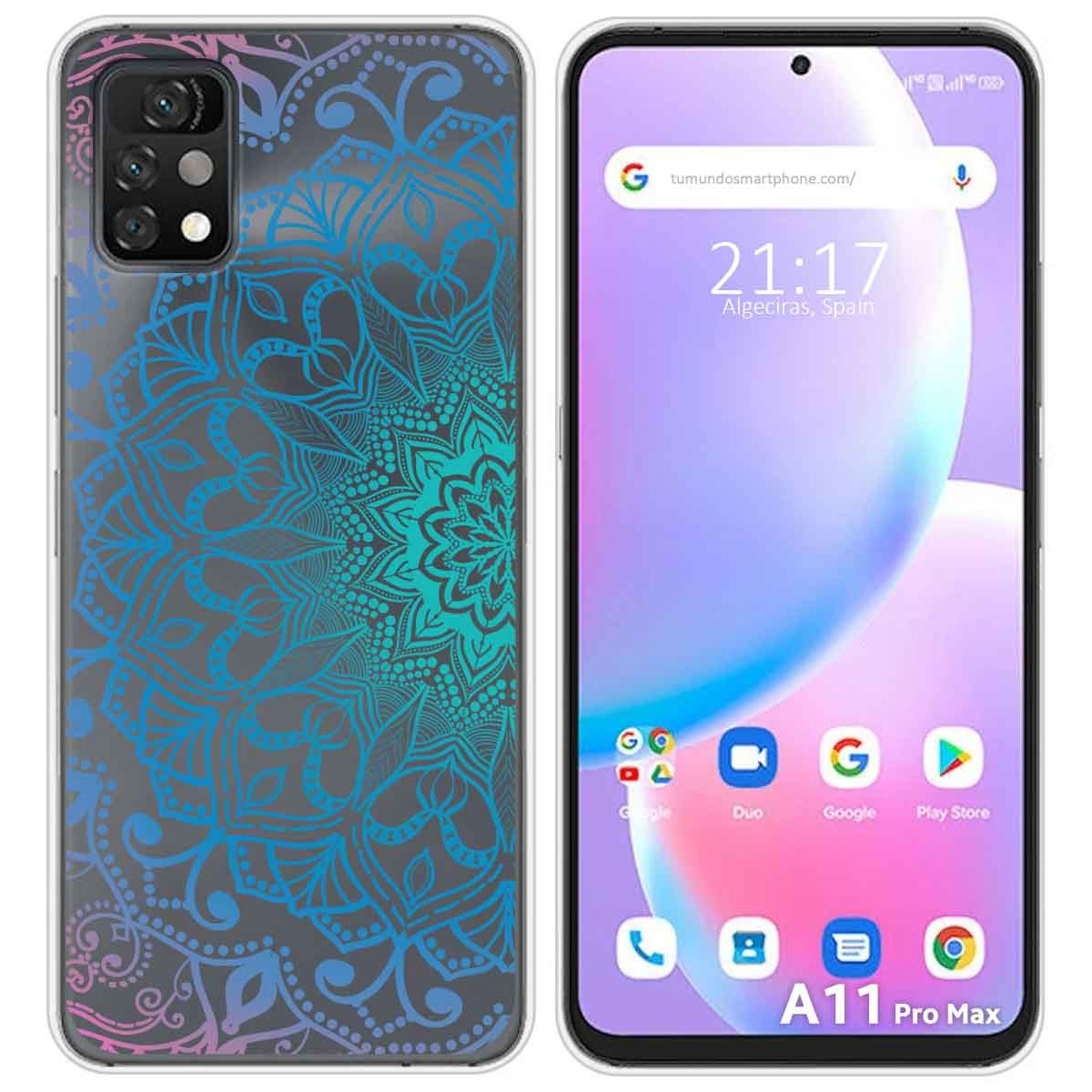 Funda Silicona Transparente para Umidigi A11 Pro Max diseño Mandala Dibujos