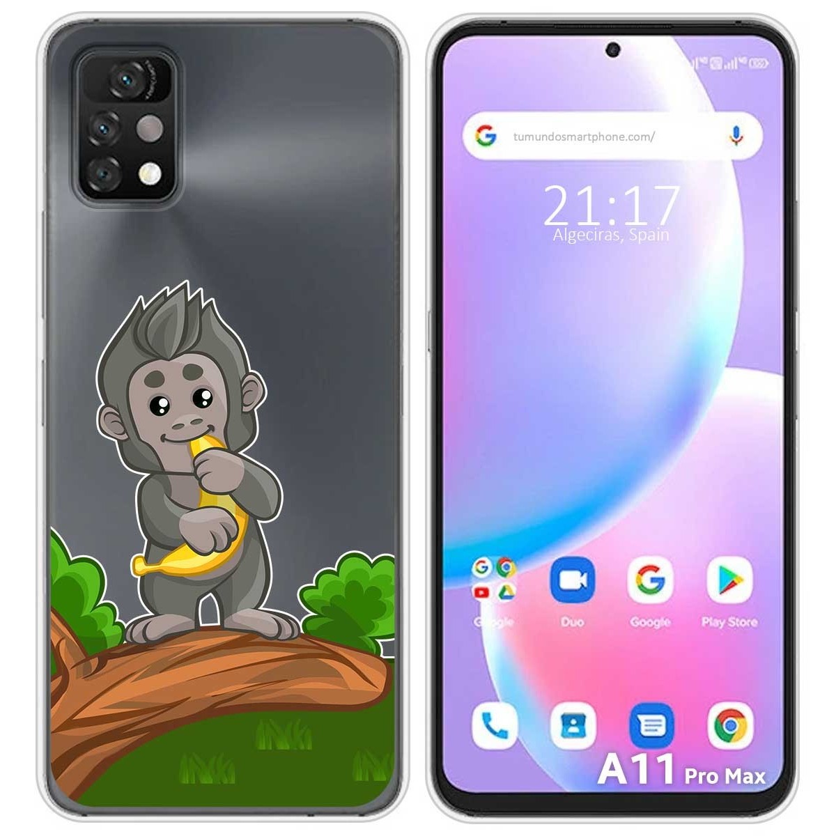 Funda Silicona Transparente para Umidigi A11 Pro Max diseño Mono Dibujos