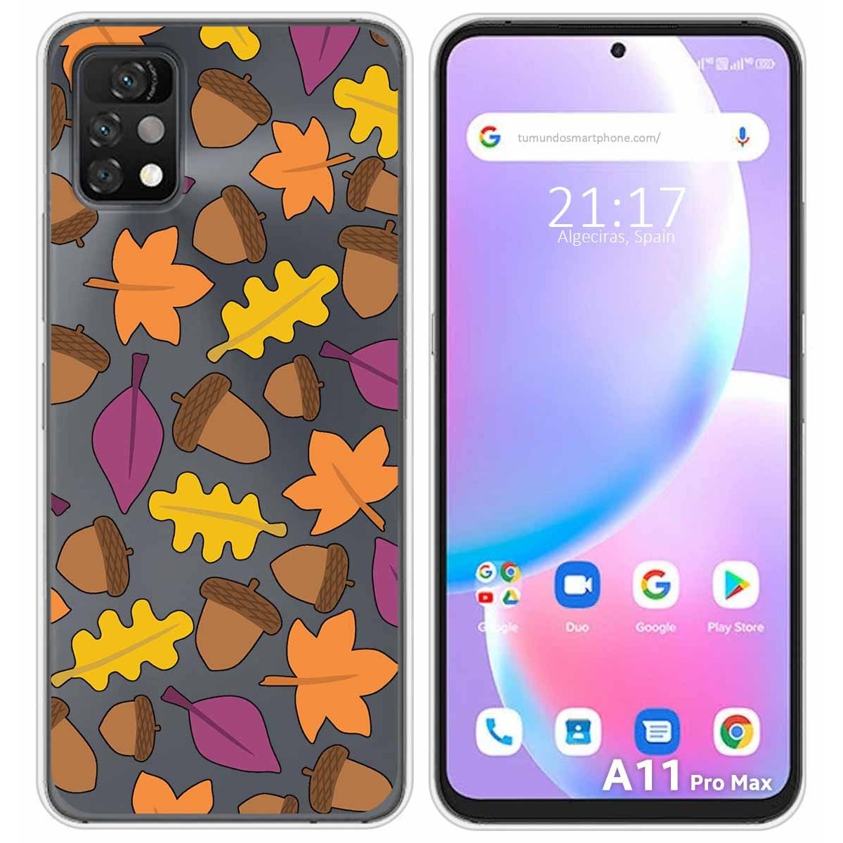 Funda Silicona Transparente para Umidigi A11 Pro Max diseño Otoño Dibujos