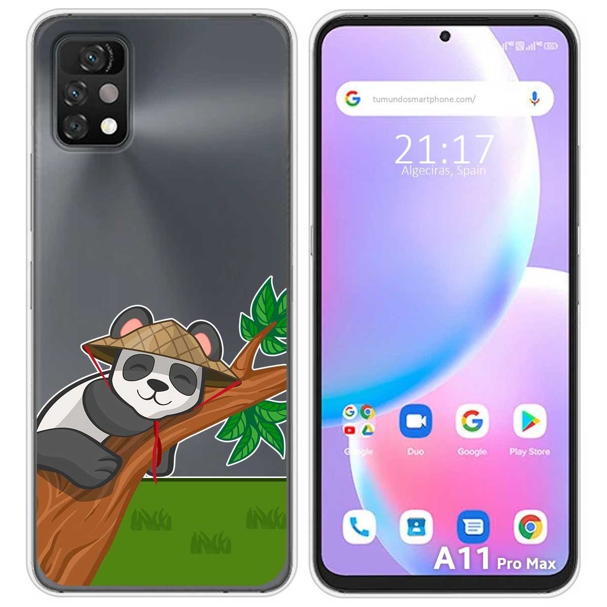 Funda Silicona Transparente para Umidigi A11 Pro Max diseño Panda Dibujos