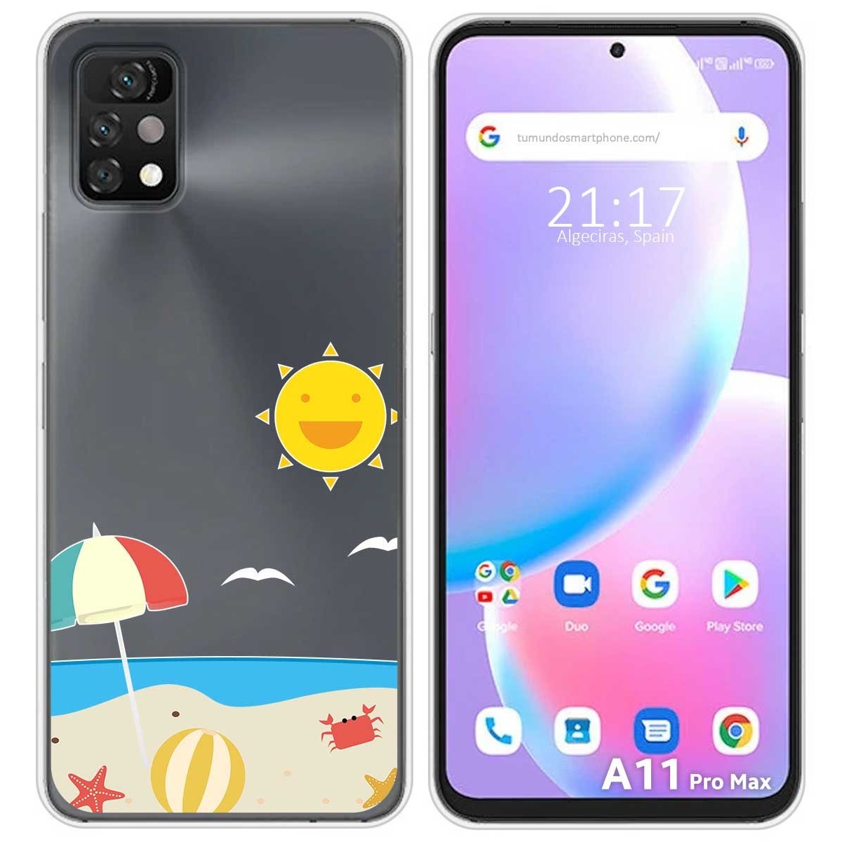 Funda Silicona Transparente para Umidigi A11 Pro Max diseño Playa Dibujos
