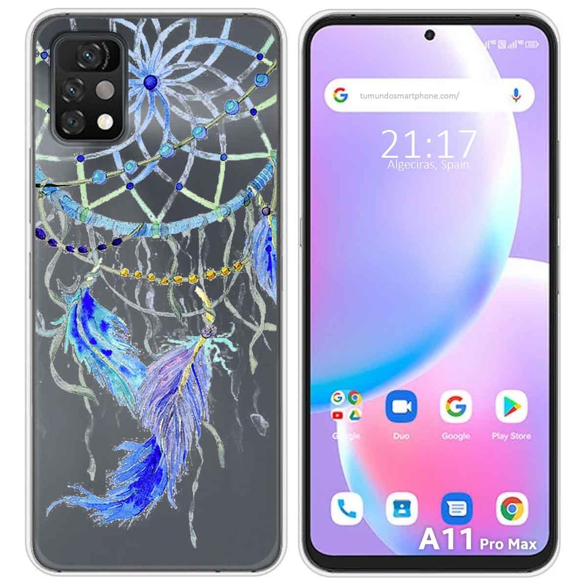 Funda Silicona Transparente para Umidigi A11 Pro Max diseño Plumas Dibujos