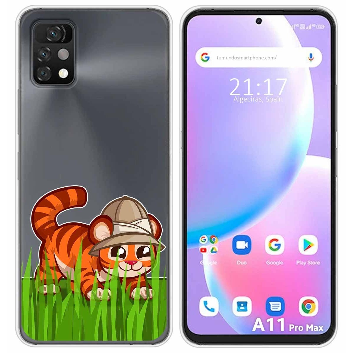 Funda Silicona Transparente para Umidigi A11 Pro Max diseño Tigre Dibujos
